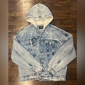 Fuzzy Hooded Jean Jacket